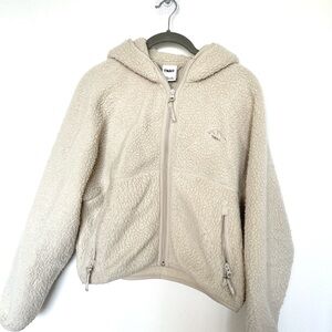 TNA Cozy Fleece Zip-Up Hoodie Beige Sherpa Jacket Women’s Size Small